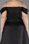 Long Black Satin Plus Size Evening Gown ABU6307