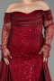 Burgundy Long Beaded Plus Size Evening Gown ABU6093