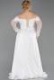 White Long Beaded Plus Size Evening Gown ABU6093