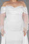 White Long Beaded Plus Size Evening Gown ABU6093