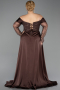 Dark Brown Long Beaded Plus Size Evening Gown ABU6093