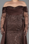Dark Brown Long Beaded Plus Size Evening Gown ABU6093