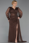 Long Brown Dantelle Plus Size Evening Gown ABU6283