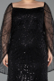 Long Black Beaded Plus Size Evening Gown ABU5067