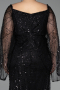 Long Black Beaded Plus Size Evening Gown ABU5067