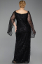 Long Black Beaded Plus Size Evening Gown ABU5067