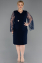 Midi Navy Blue Plus Size Cocktail Dress ABK2646