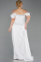 Long White Satin Plus Size Evening Dress ABU1626