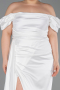 Long White Satin Plus Size Evening Dress ABU1626