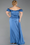 Long Indigo Satin Plus Size Evening Dress ABU1626