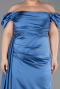 Long Indigo Satin Plus Size Evening Dress ABU1626