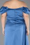 Long Indigo Satin Plus Size Evening Dress ABU1626