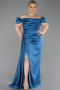 Oil Green Long Satin Plus Size Evening Dress ABU1626