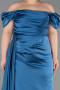 Oil Green Long Satin Plus Size Evening Dress ABU1626