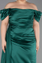 Long Emerald Green Satin Plus Size Evening Dress ABU1626