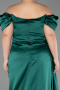Long Emerald Green Satin Plus Size Evening Dress ABU1626