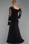 Long Black Chiffon Formal Plus Size Dress ABU5895