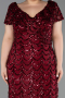 Long Burgundy Scaly Plus Size Evening Gown ABU6282
