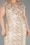 Long Gold Scaly Plus Size Evening Gown ABU6282