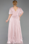 Long Powder Color Chiffon Formal Plus Size Dress ABU6310