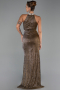 Copper Halter Neck Slit Long Evening Gown ABU4324