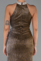 Copper Halter Neck Slit Long Evening Gown ABU4324