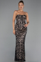 Long Black Dantelle Evening Dress ABU6303