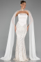 Long Beige Beaded Mermaid Prom Dress ABU6315