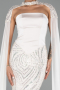 Long Beige Beaded Mermaid Prom Dress ABU6315
