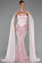 Long Powder Color Beaded Mermaid Prom Dress ABU6315