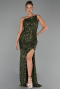 Long Olive Drab Scaly Evening Dress ABU6316