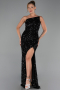 Long Black Scaly Evening Dress ABU6316
