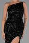 Long Black Scaly Evening Dress ABU6316