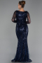 Long Navy Blue Beaded Evening Dress ABU6317