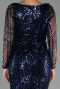 Long Navy Blue Beaded Evening Dress ABU6317