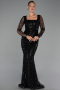 Long Black Beaded Evening Dress ABU6317