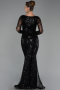 Long Black Beaded Evening Dress ABU6317
