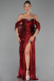 Long Burgundy Chiffon Evening Dress ABU6306