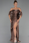 Long Brown Chiffon Evening Dress ABU6306