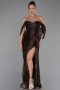 Long Dark Brown Chiffon Evening Dress ABU6306