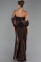 Long Dark Brown Chiffon Evening Dress ABU6306