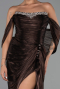 Long Dark Brown Chiffon Evening Dress ABU6306