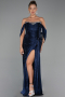 Long Navy Blue Chiffon Evening Dress ABU6306