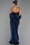 Long Navy Blue Chiffon Evening Dress ABU6306