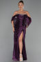 Long Purple Chiffon Evening Dress ABU6306