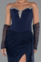 Long Navy Blue Dantelle Evening Dress ABU6319