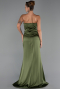 Long Olive Drab Satin Evening Dress ABU6320