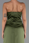 Long Olive Drab Satin Evening Dress ABU6320
