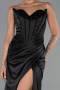 Long Black Satin Evening Dress ABU6320