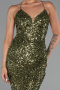 Long Olive Drab Scaly Evening Dress ABU6321